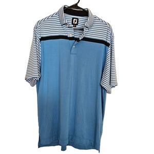 FootJoy Blue and White Striped Short‎ Sleeve Golf Polo. M